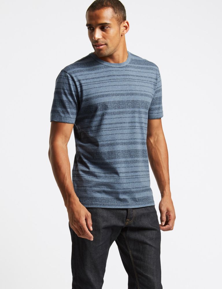 Slim Fit Pure Cotton Striped T-Shirt 1 of 4