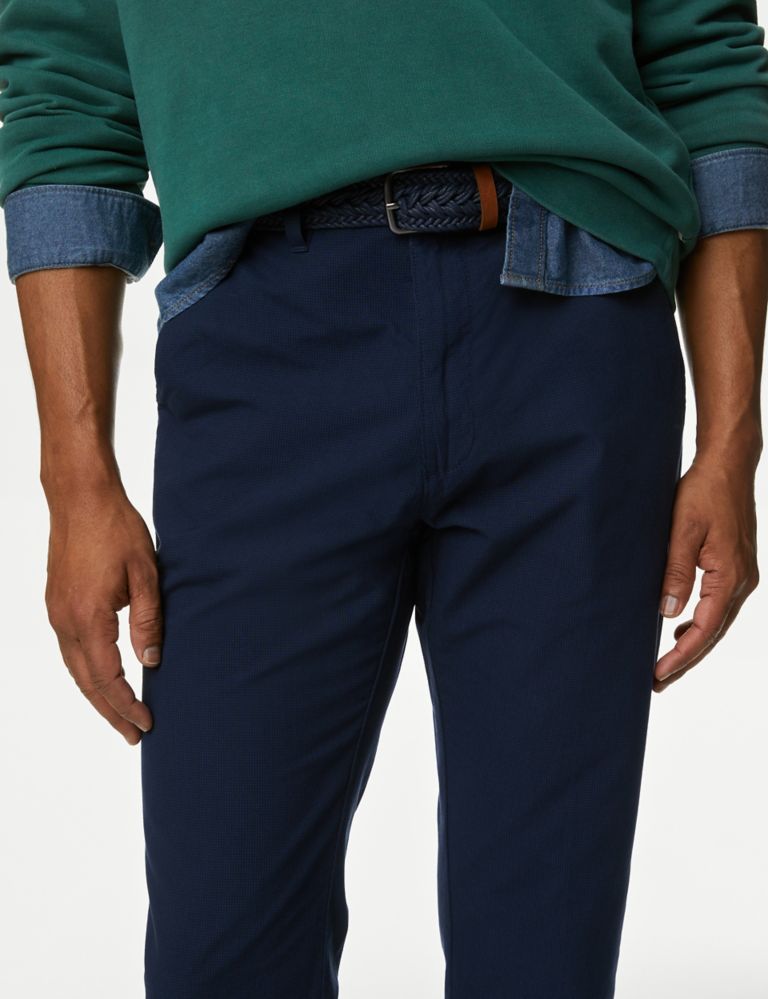 Slim Fit Pure Cotton Textured Belted Chinos 4 of 6