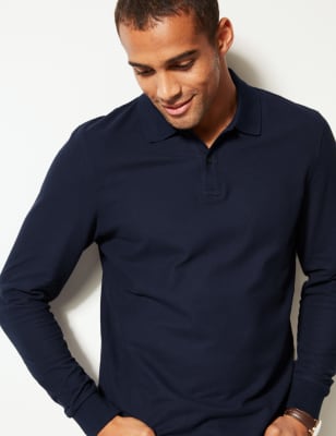 m&s long sleeve polo shirt