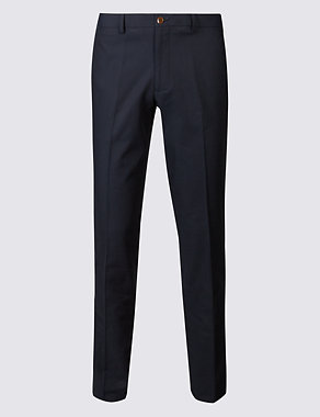 Slim Fit Pure Cotton Textured Trousers Image 2 of 4