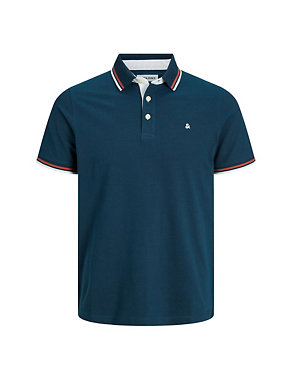 Slim Fit Pure Cotton Tipped Polo Shirt Image 2 of 7