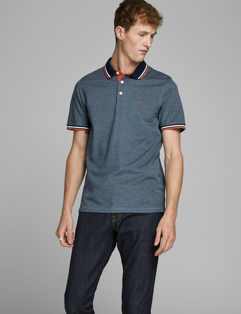 Slim Fit Pure Cotton Tipped Polo Shirt 1 of 6