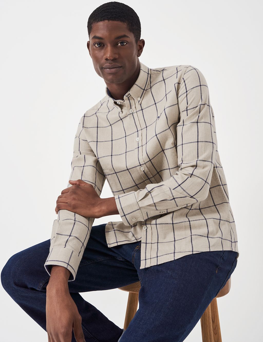 Slim Fit Pure Cotton Twill Check Shirt 4 of 5