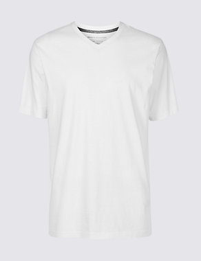 Slim Fit Pure Cotton V-Neck T-Shirt Image 2 of 4