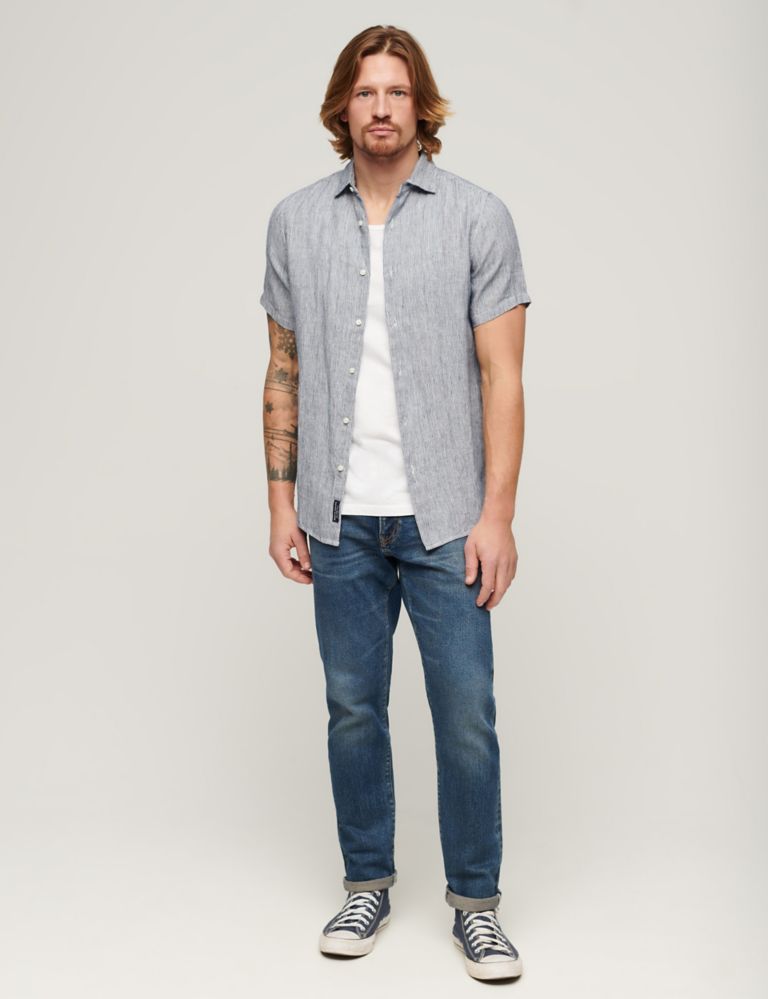 Slim Fit Pure Linen Striped Shirt 2 of 6