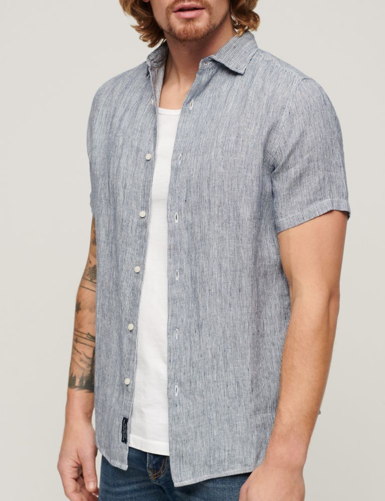 Slim Fit Pure Linen Striped Shirt 4 of 6