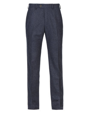 Slim Fit Pure Wool Flat Front Trousers Image 2 of 3