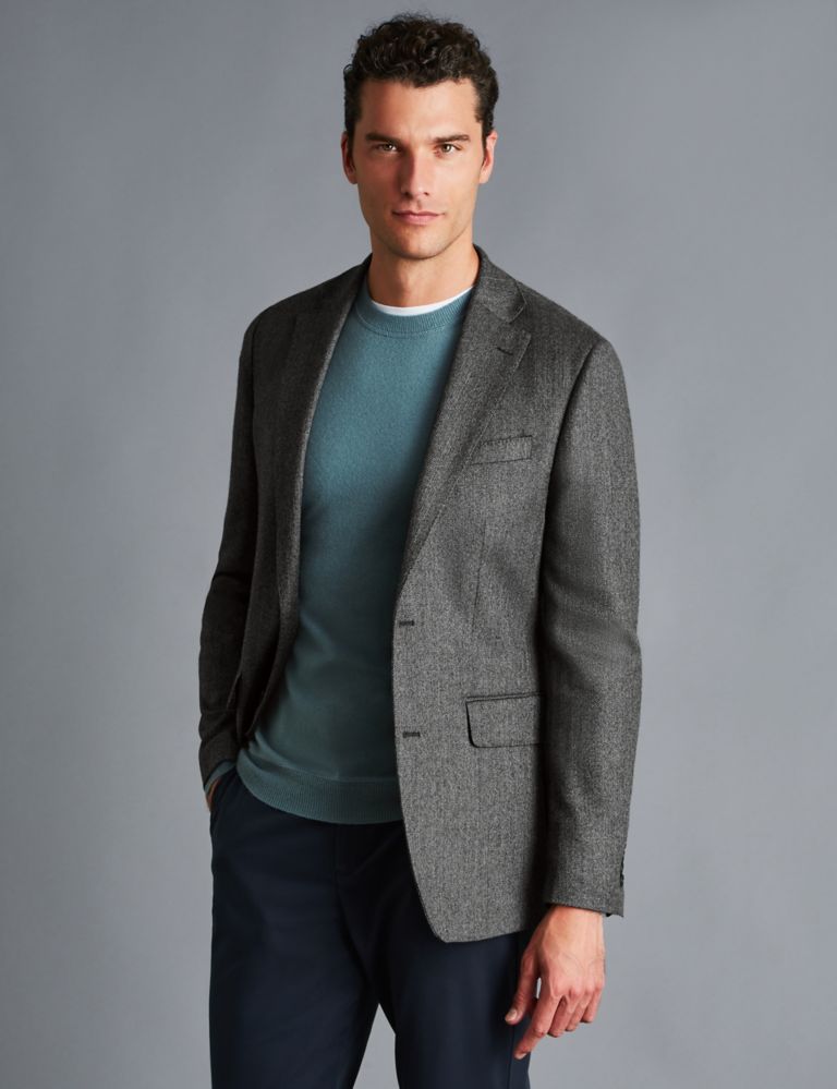 Slim Fit Pure Wool Herringbone Suit Jacket 1 of 4