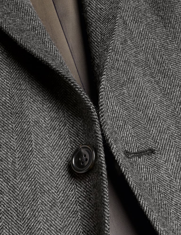 Slim Fit Pure Wool Herringbone Suit Jacket 4 of 4