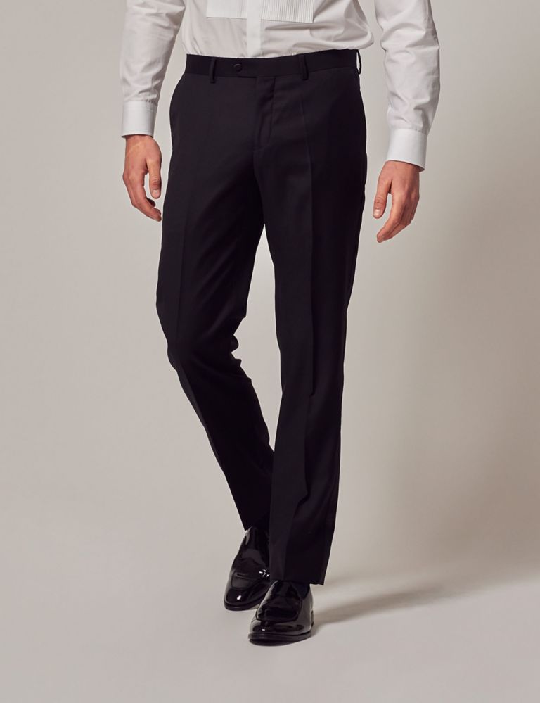 Slim Fit Pure Wool Tuxedo Trousers 1 of 4