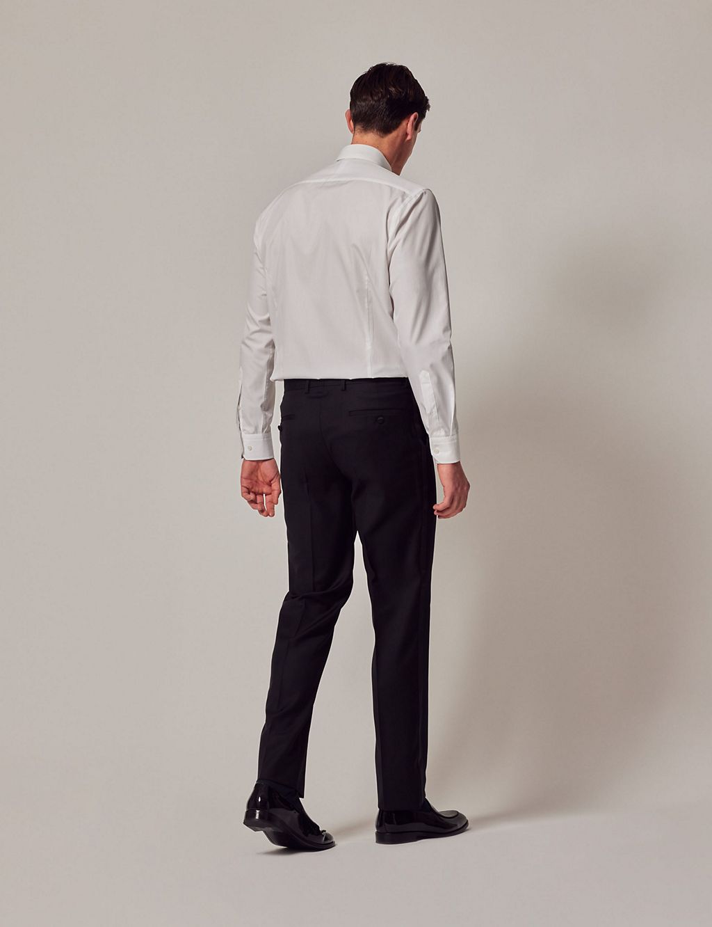 Slim Fit Pure Wool Tuxedo Trousers 1 of 4