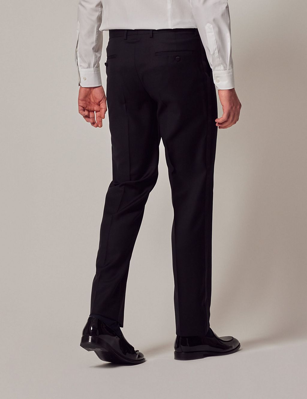 Slim Fit Pure Wool Tuxedo Trousers 2 of 4