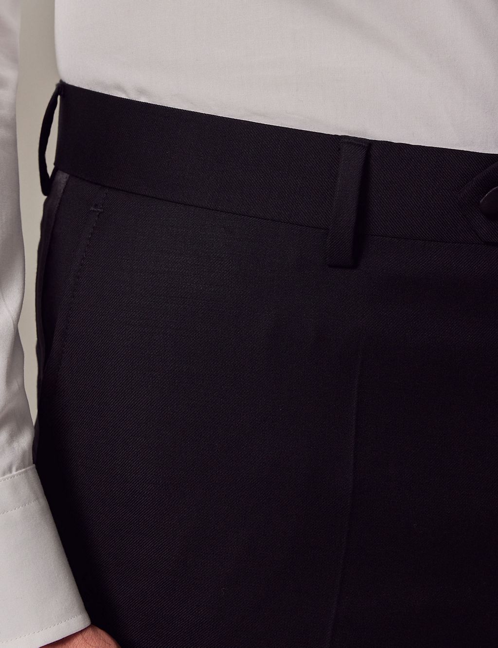 Slim Fit Pure Wool Tuxedo Trousers 4 of 4