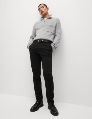 Slim Fit Flat Front Stretch Trousers