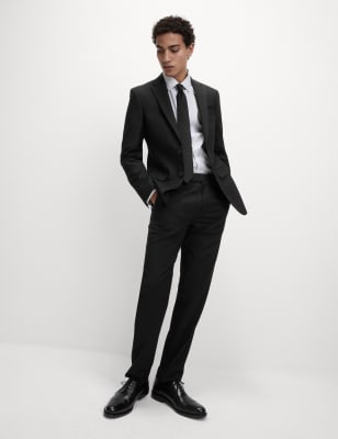 Mens slim fit black suit clearance jacket