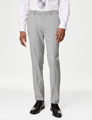 Grey Slim Stretch Suit Trousers