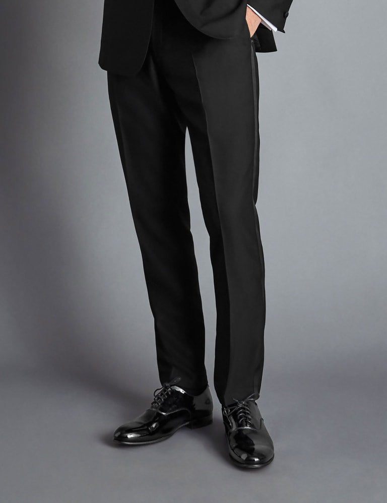 Slim Fit Super 120s Wool Tuxedo Trousers 2 of 3