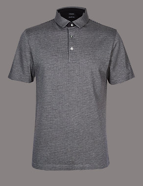 Slim Fit Supima® Cotton Textured Polo Shirt Image 2 of 4