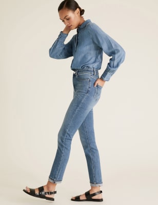 Turn up hot sale jeans womens