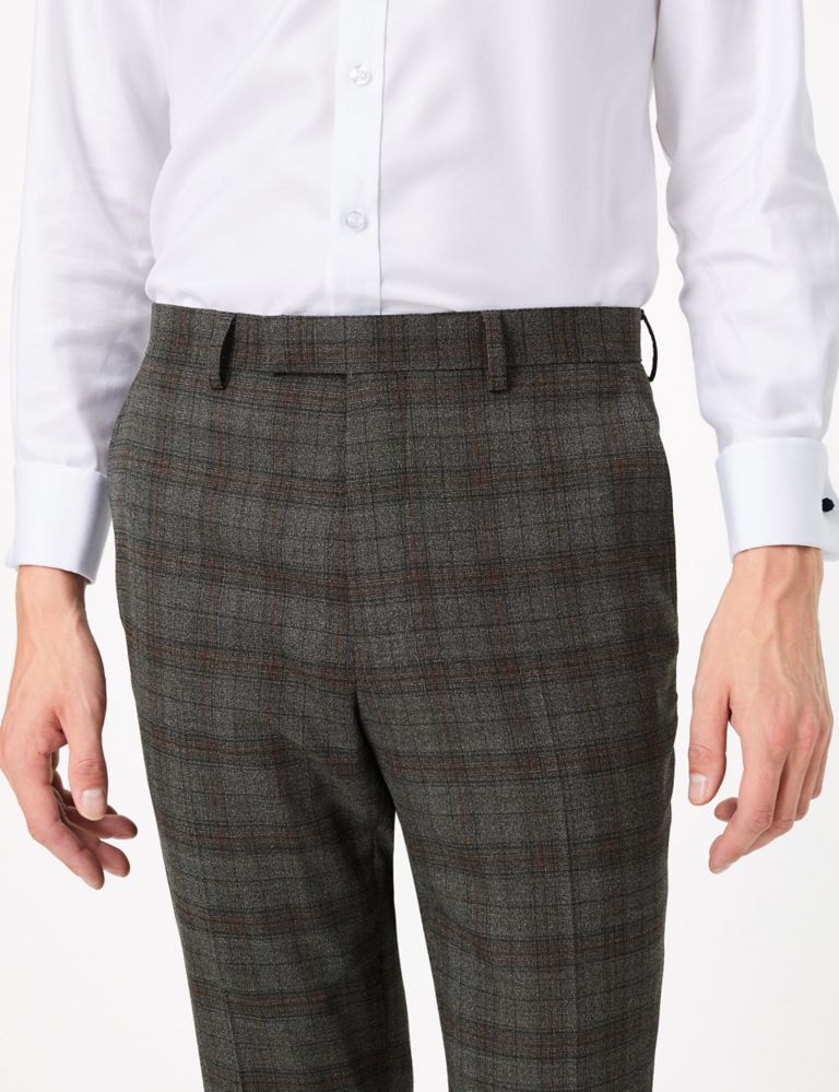 Slim Fit Wool Blend Checked Trousers 3 of 6