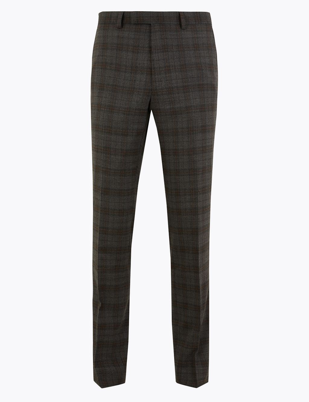 Slim Fit Wool Blend Checked Trousers 1 of 6