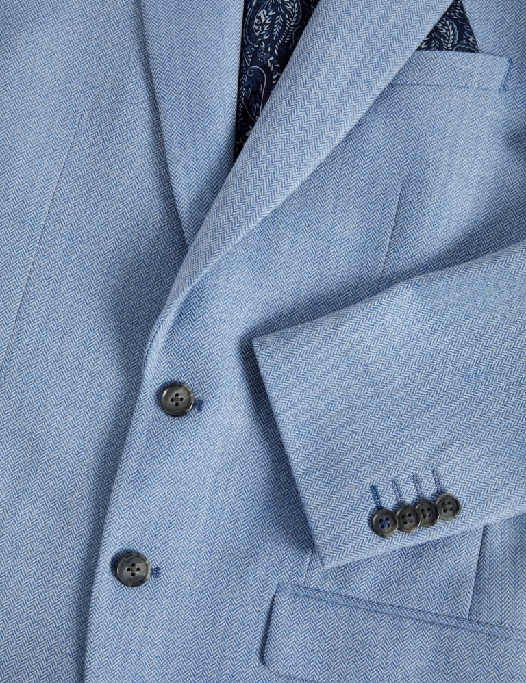 Slim Fit Wool Blend Herringbone Suit Jacket M S Collection M S