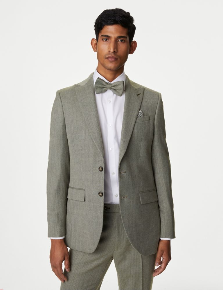 Slim Fit Wool Blend Herringbone Suit Jacket 1 of 9