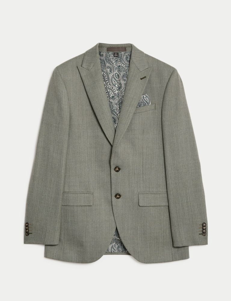 Slim Fit Wool Blend Herringbone Suit Jacket 3 of 9