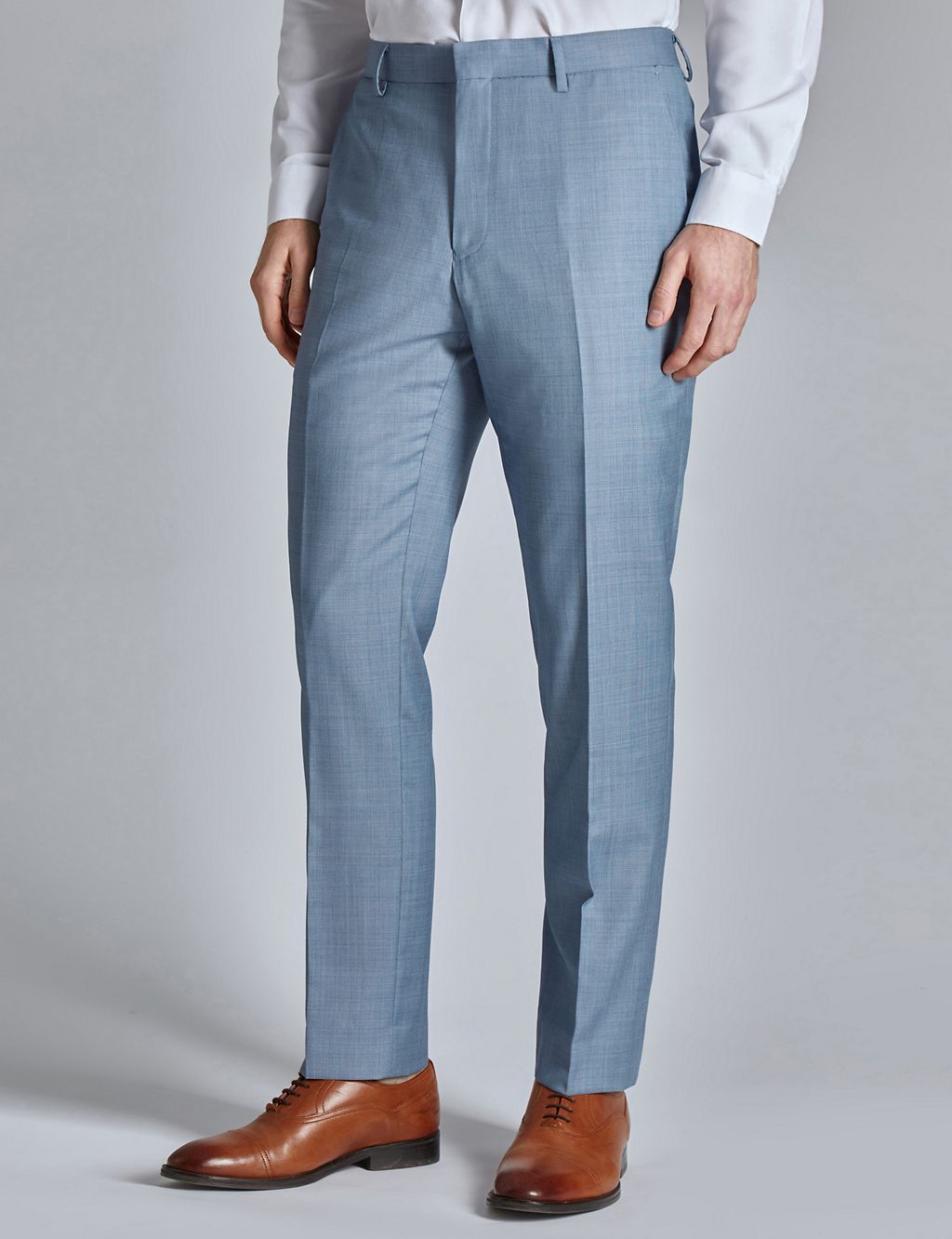 Slim Fit Wool Blend Sharkskin Suit Trousers 3 of 5