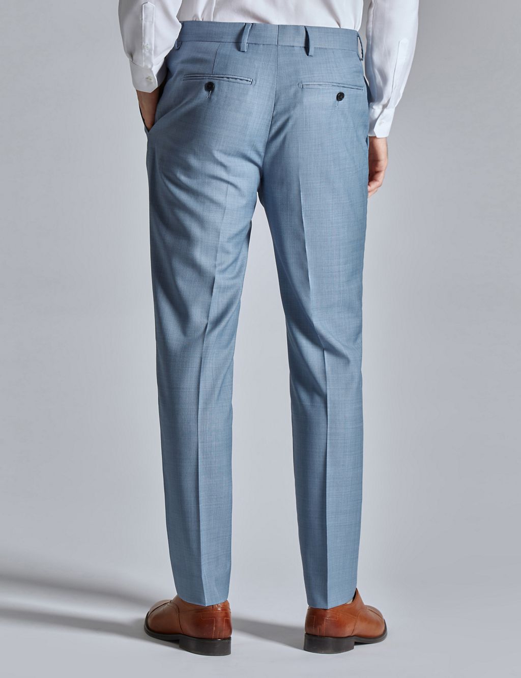 Slim Fit Wool Blend Sharkskin Suit Trousers 2 of 5