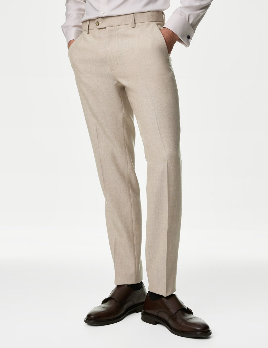 White slim fit discount trousers