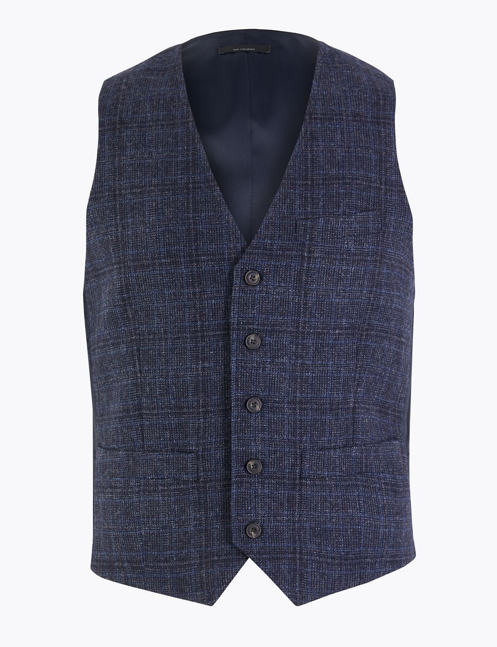 Slim Fit Wool Mix Checked Waistcoat 1 of 6