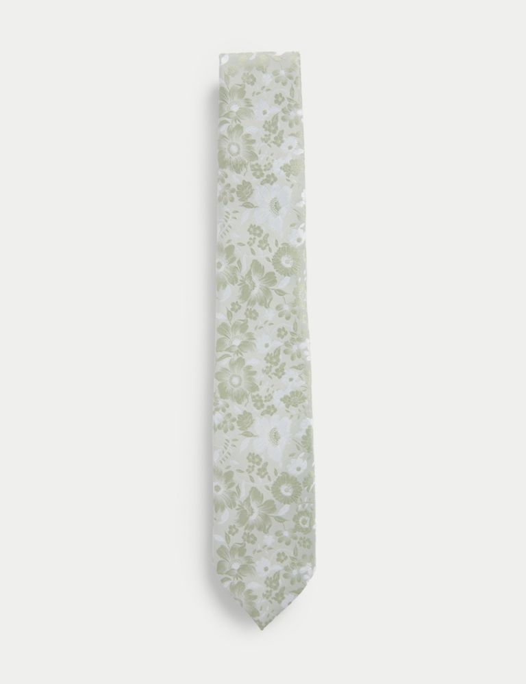 Slim Floral Tie, Pin & Pocket Square Set 2 of 4