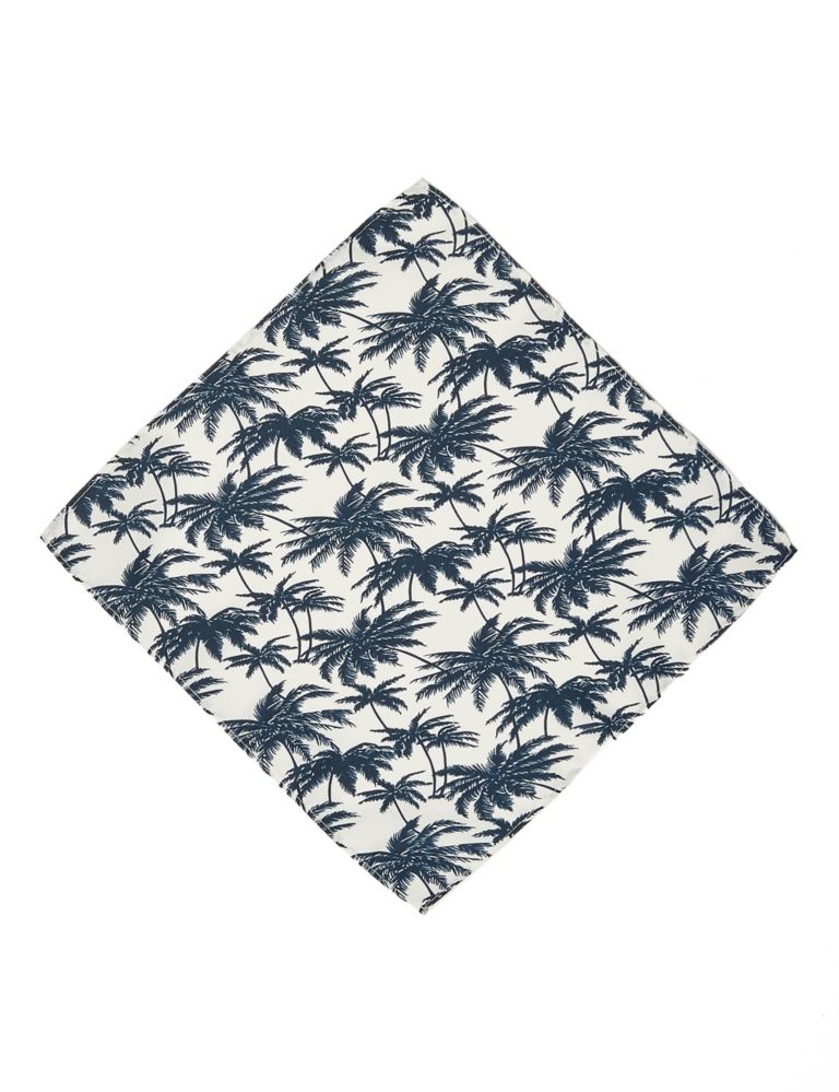 Slim Palm Tree Print Tie & Handkerchief Set 3 of 4