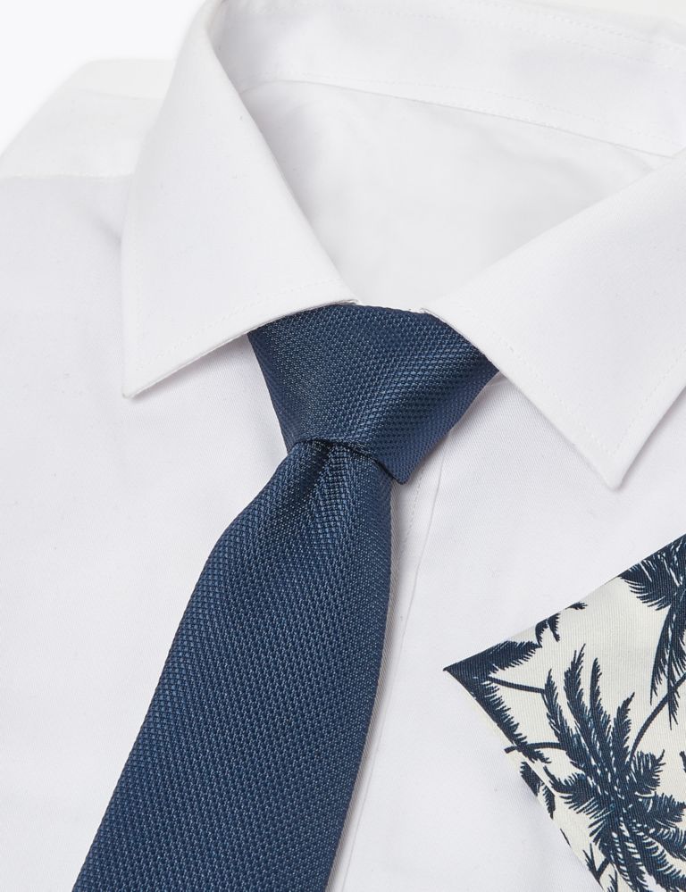 Slim Palm Tree Print Tie & Handkerchief Set 2 of 4