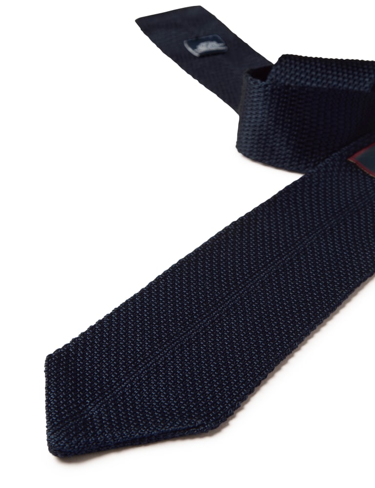 Slim Textured Pure Silk Knitted Tie 2 of 3