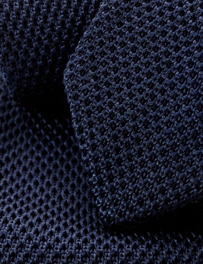 Slim Textured Pure Silk Knitted Tie 3 of 3