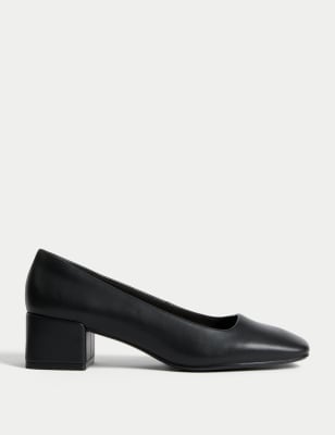 Block Heel Pointed Court Shoes, M&S Collection