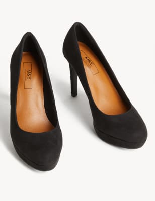 M&s black court on sale shoes