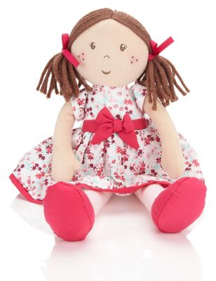 Small Brown Doll Red Dress (32cm) Image 1 of 2