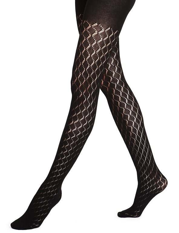 Small Diamond Patterend Tights 1 Pair Pack Image 1 of 2