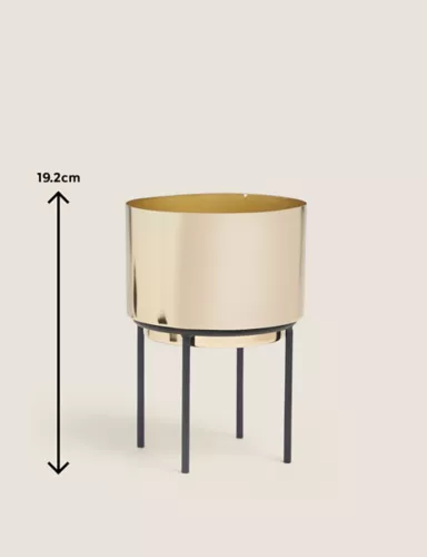 Small Gold Planter with Stand 7 of 7
