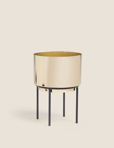 Small Gold Planter with Stand 2 of 7