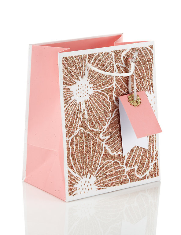Small Peach Glitter Gift Bag Image 1 of 2