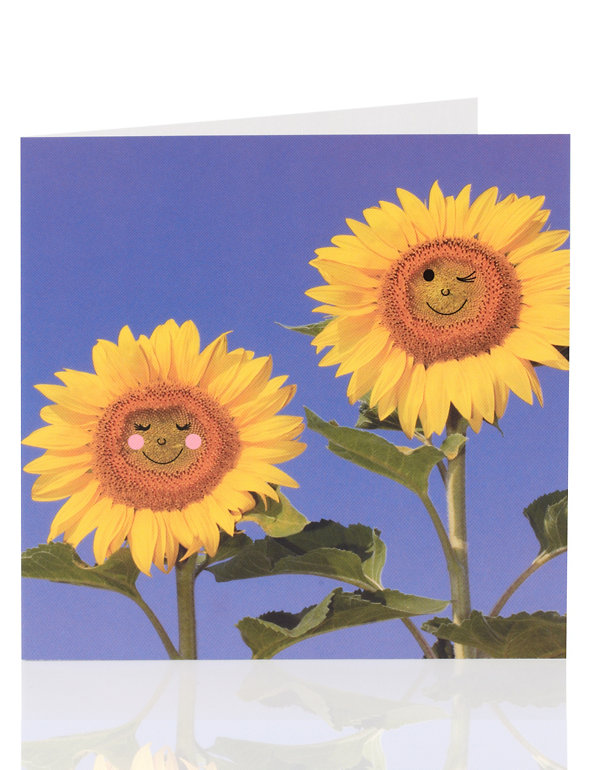 Smiley Sunflowers Blank Card Image 1 of 1