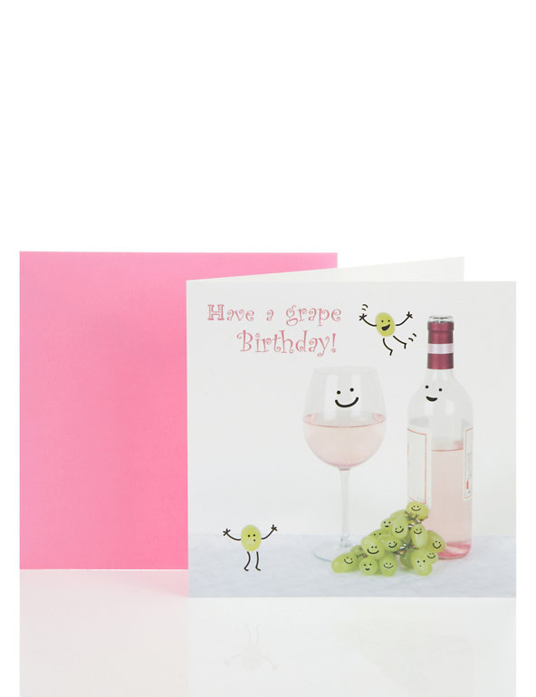 Smiling Wine Birthday Card Image 1 of 2