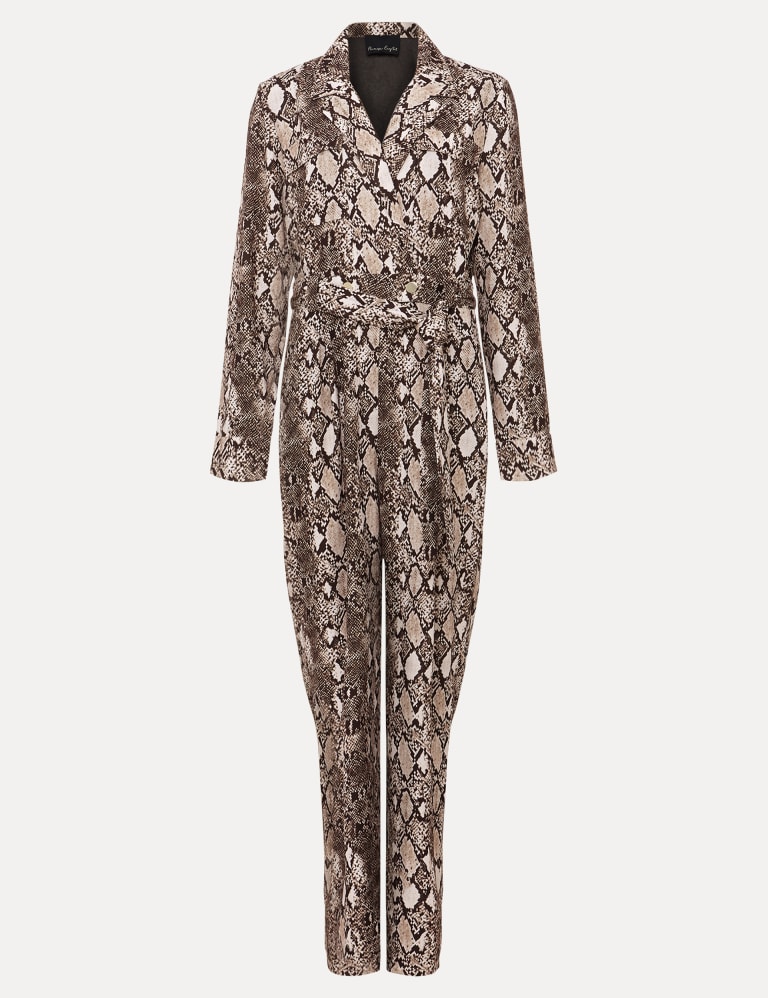 Snake Print Belted Wide Leg Wrap Jumpsuit Phase Eight M S