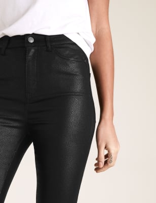 Leather look super hot sale skinny jeans