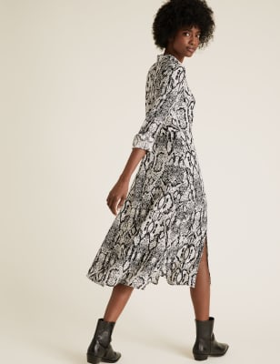 Snake print midi store dress