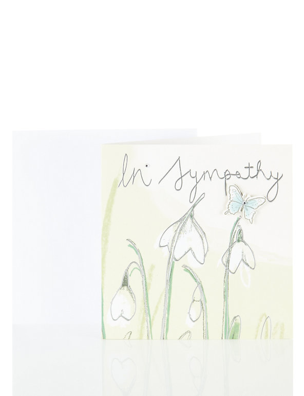 Snowdrops & Butterfly Sympathy Card Image 1 of 2